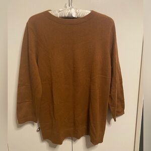 Brown Talbots 3/4 Length Sleeve Cashmere Sweater Size L